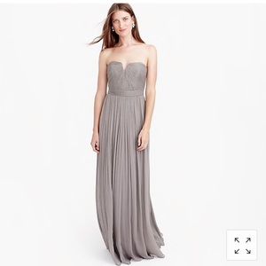 SOLD j. crew strapless silk chiffon gray dress